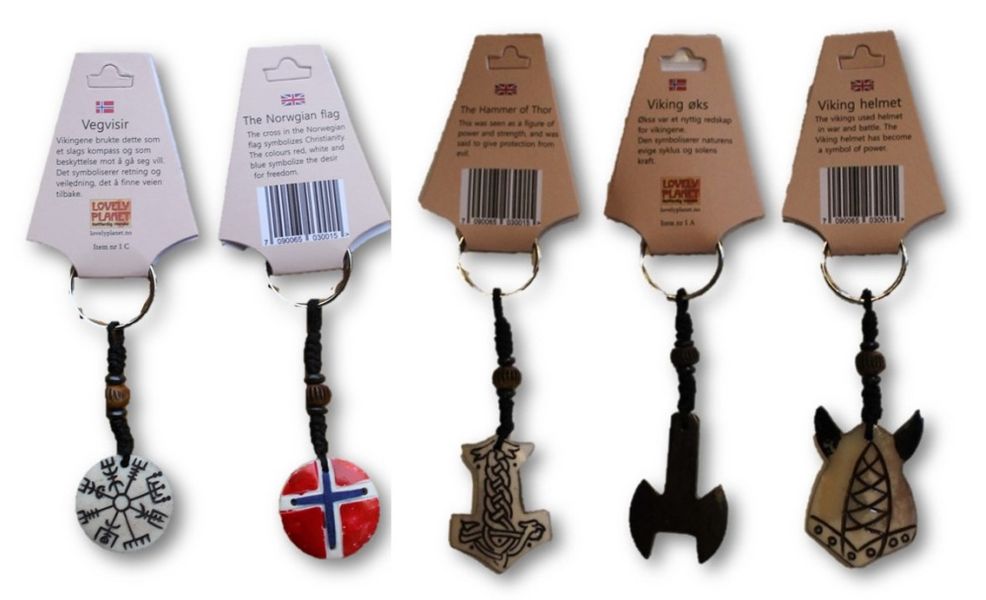 N&oslash;kkelringer i bein med norr&oslash;ne vikingsymboler